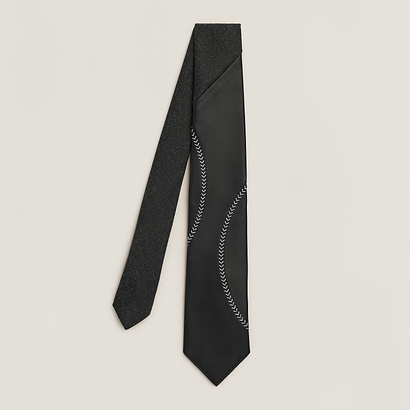 HERMES Cravate Cuir Baseball 黒 ネクタイ 7-8 Cuir Baseball tie - Black | Hermès Canada